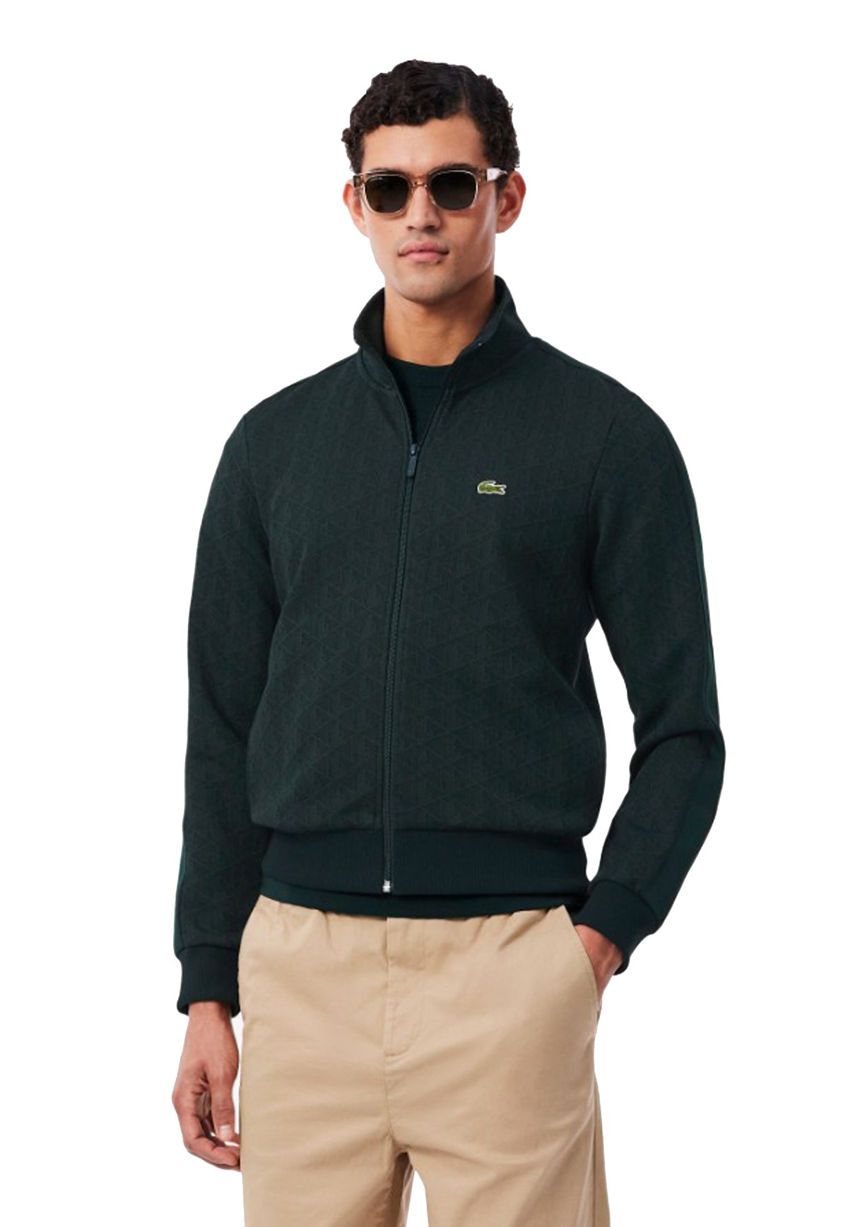 Felpa full zip verde scuro Paris Lacoste A26 SH1368 SPUSPU LACOSTE 