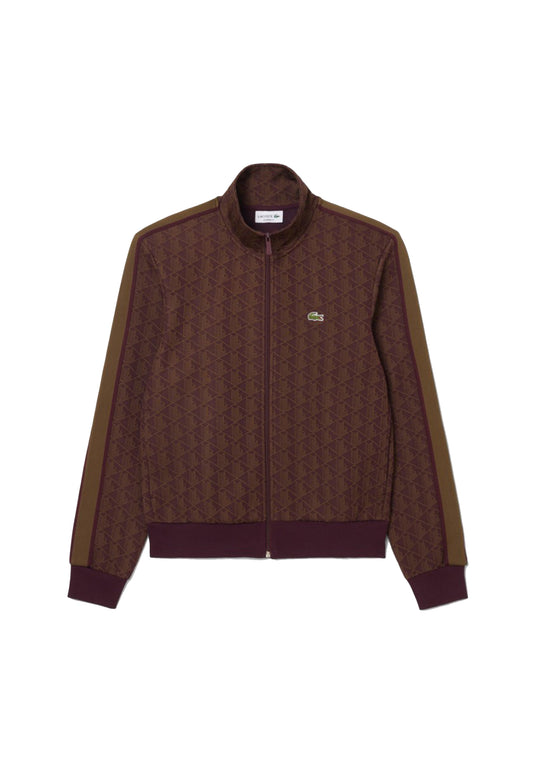 Felpa full zip marrone tuta jacquard Lacoste A26 SH1368 WD9WD9 LACOSTE 