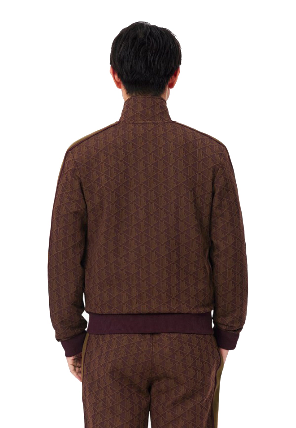 Felpa full zip marrone tuta jacquard Lacoste A26 SH1368 WD9WD9 LACOSTE 
