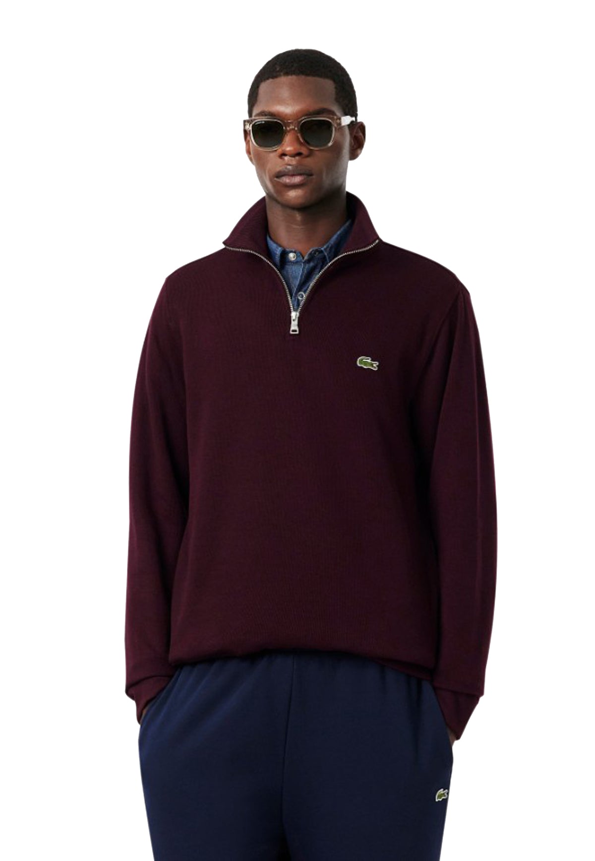 Felpa marrone interlock a collo alto con mezza zip Lacoste A26 SH1927 3KE3KE LACOSTE 