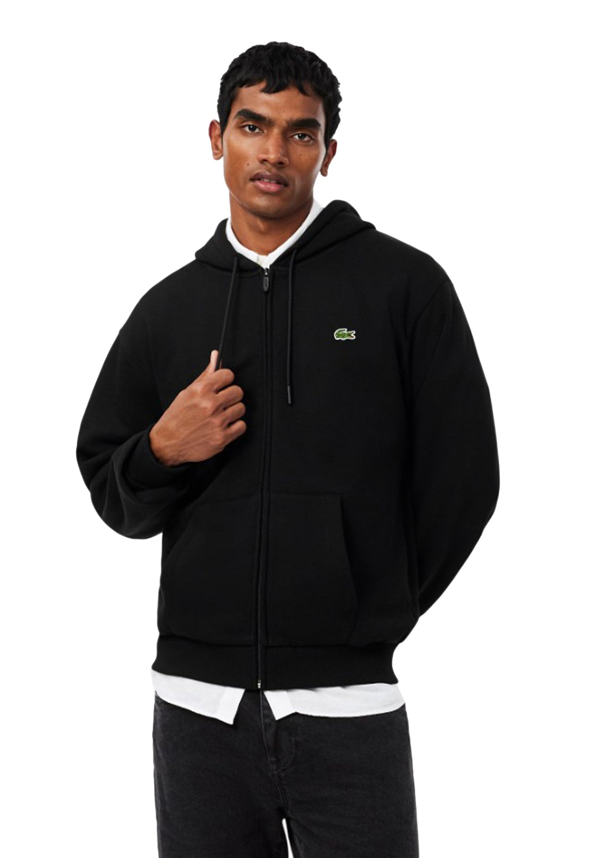 Felpa con cappuccio e full zip nera Lacoste A26 SH8864 3131 LACOSTE 