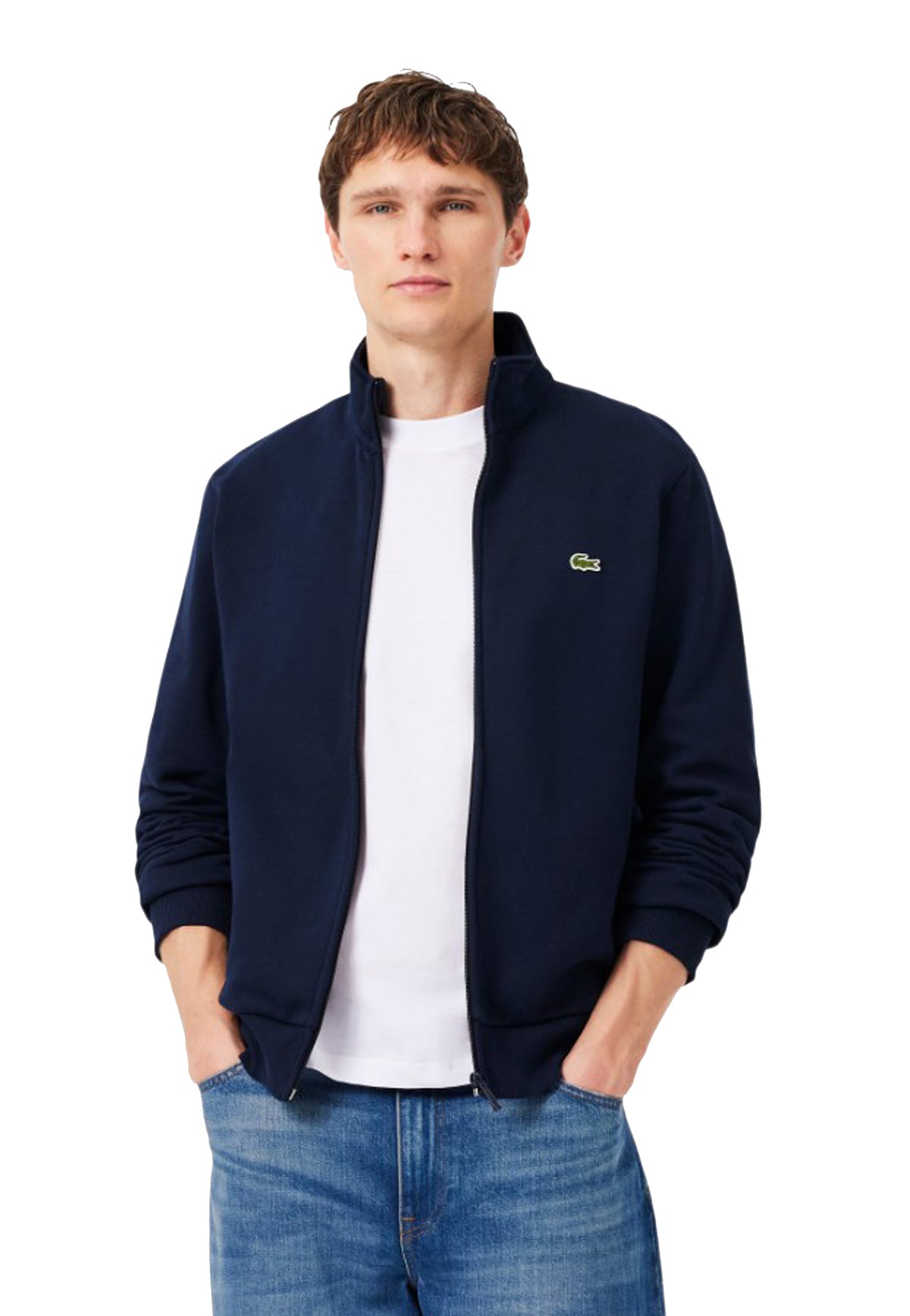 Felpa blu full zip felpata misto cotone Lacoste A26 SH8870 166166 LACOSTE 