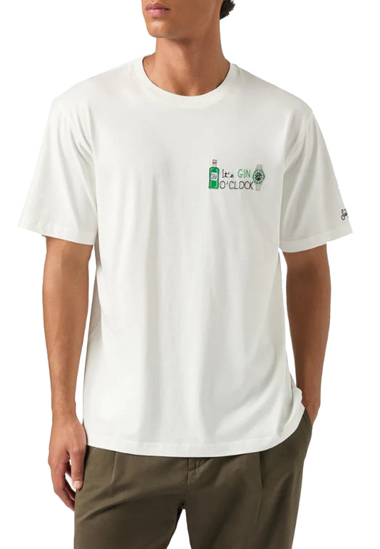 T-shirt girocollo bianca cotone Gin O'Clock Arnott MC2 Saint Barth A26 ARN0001 03575M03575M MC2 