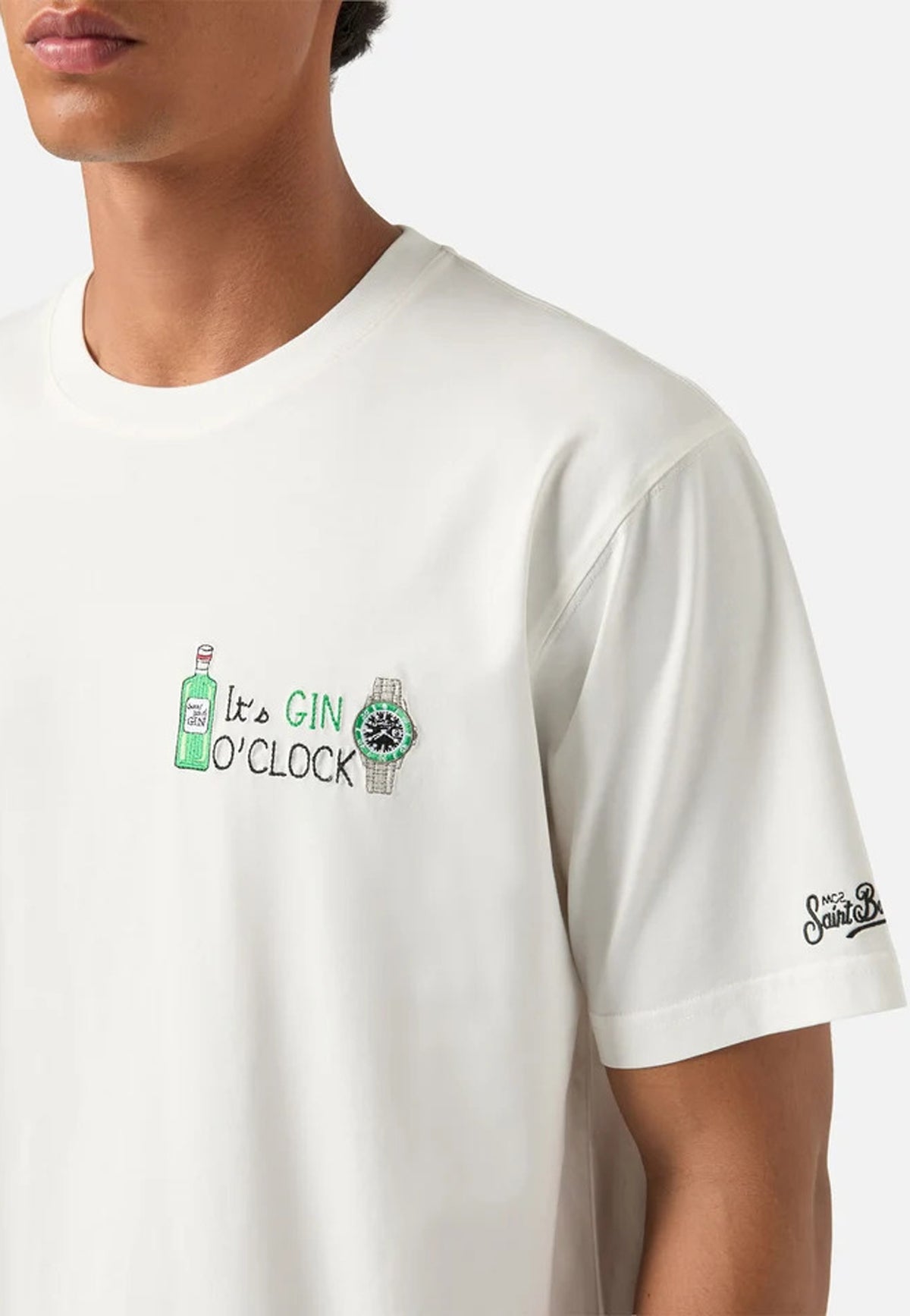 T-shirt girocollo bianca cotone Gin O'Clock Arnott MC2 Saint Barth A26 ARN0001 03575M03575M MC2 