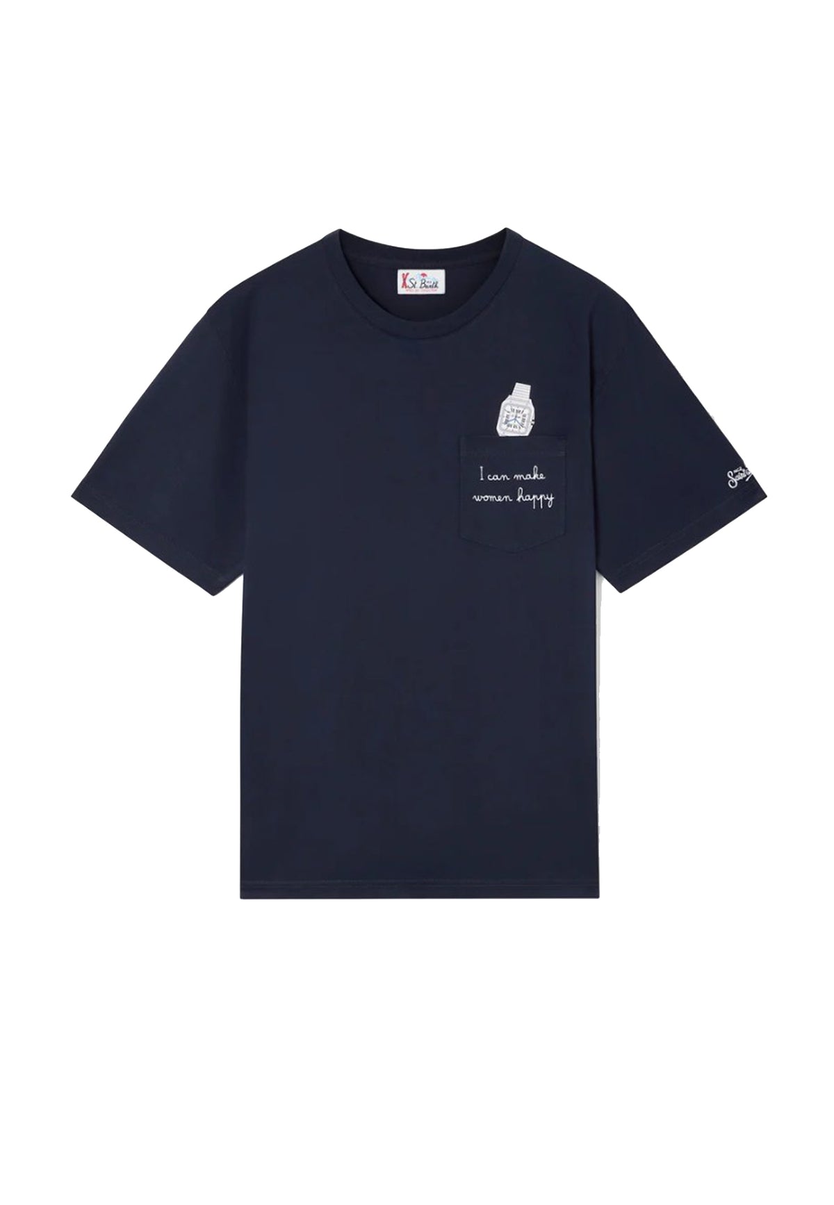 T-shirt girocollo blu cotone Orologio Connor MC2 Saint Barth A26 CONR0001 00263M00263M MC2 