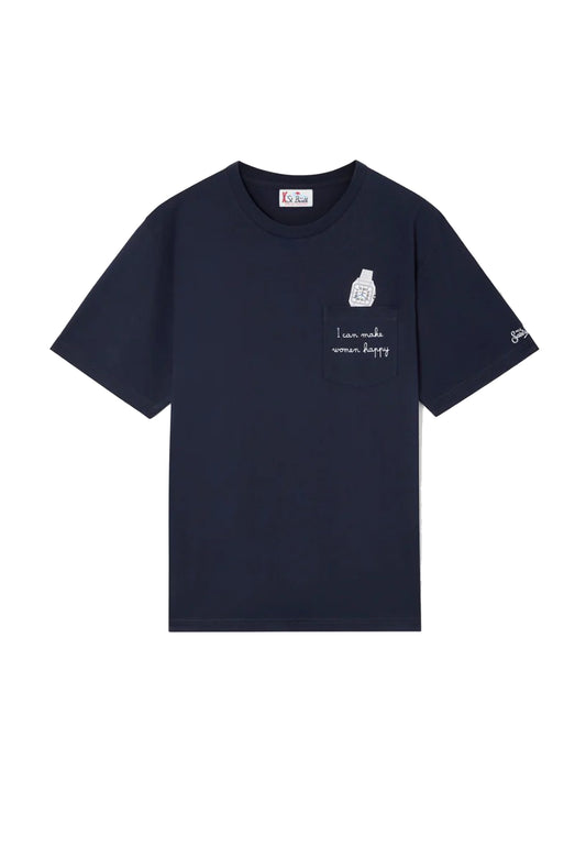 T-shirt girocollo blu cotone Orologio Connor MC2 Saint Barth A26 CONR0001 00263M00263M MC2 
