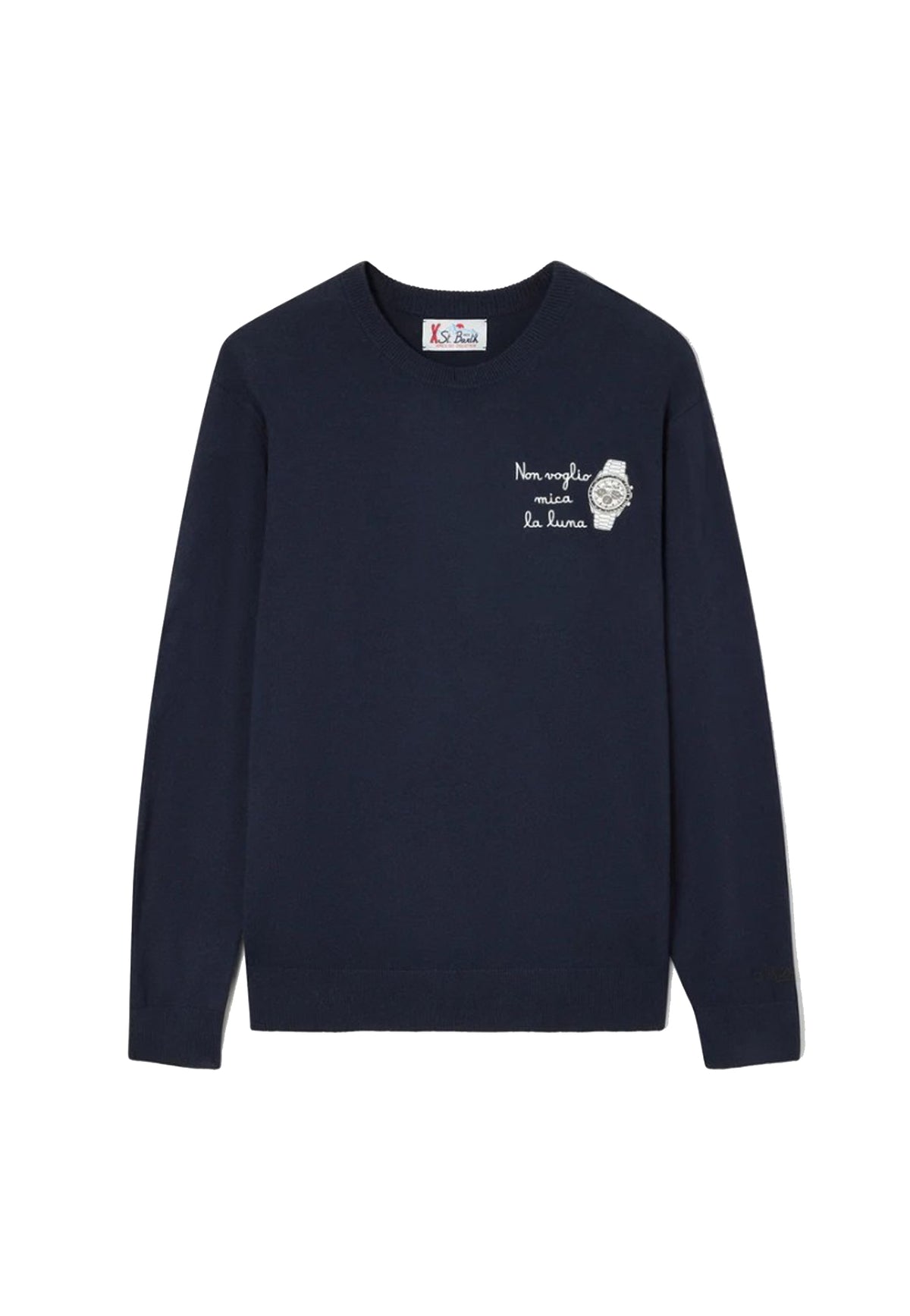 Maglia girocollo blu misto lana Heron Light Luna MC2 Saint Barth A26 HER0024 02930M02930M MC2 