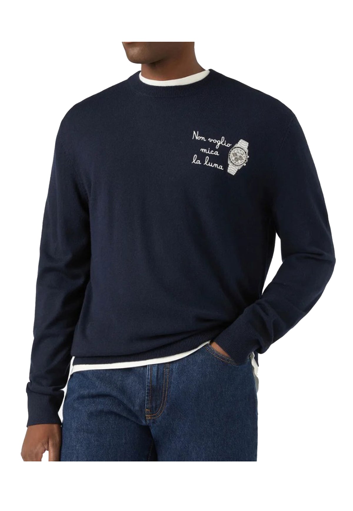 Maglia girocollo blu misto lana Heron Light Luna MC2 Saint Barth A26 HER0024 02930M02930M MC2 