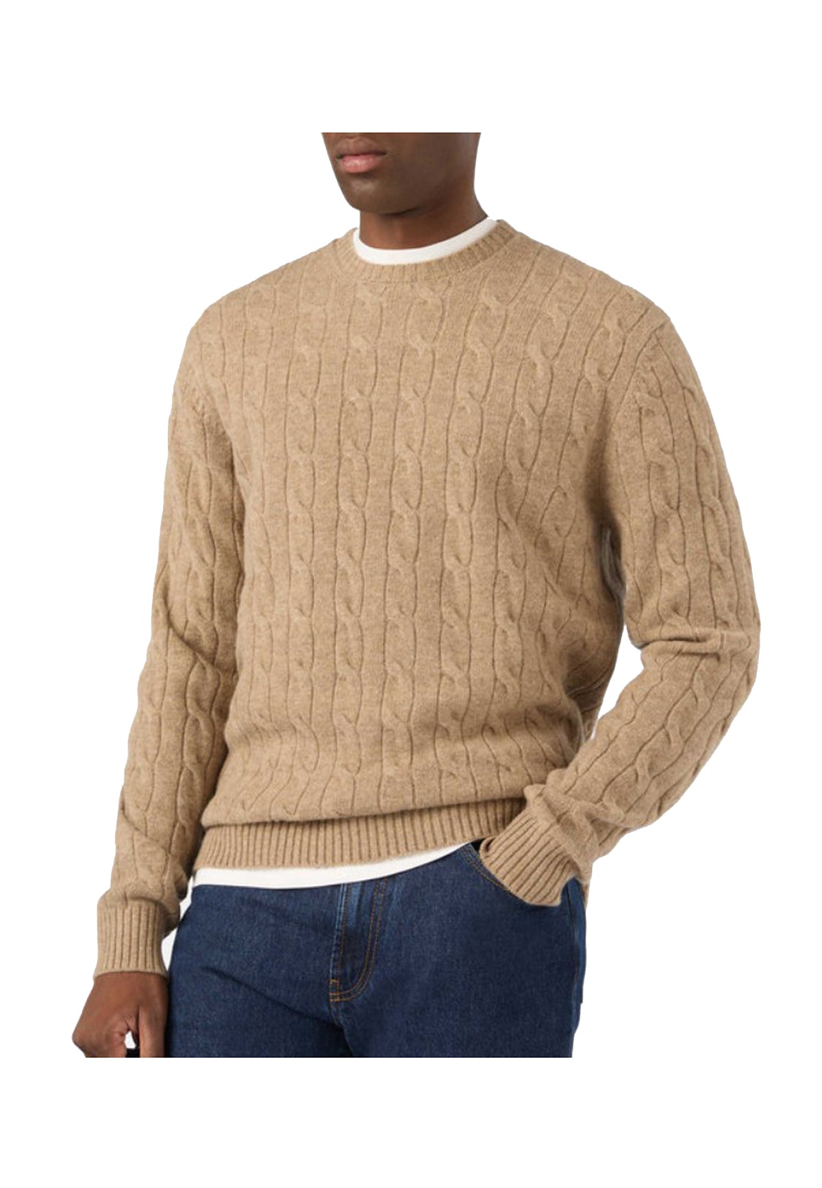 Maglia girocollo beige lana a trecce Regent MC2 Saint Barth A26 REGE007 00030M00030M MC2 