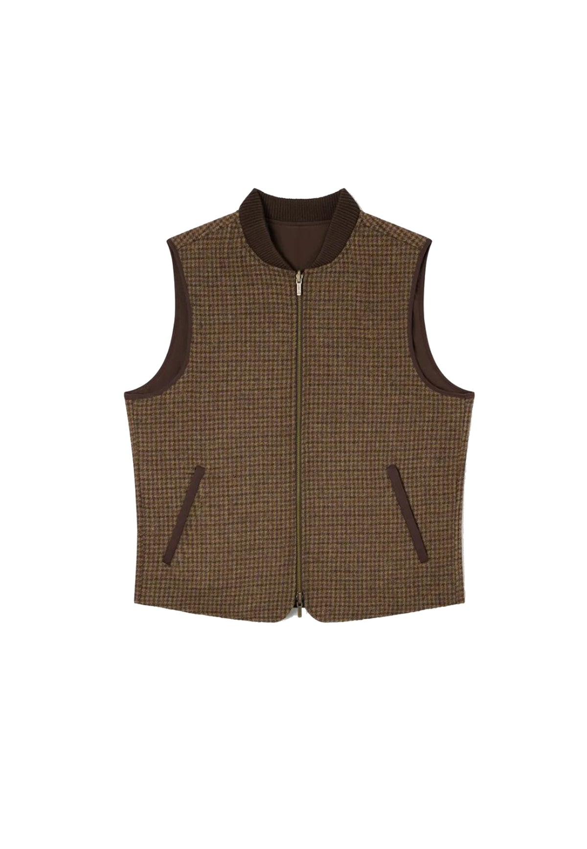 Gilet Smanicato marrone pied de poule lana Spencer MC2 Saint Barth A26 SPEN003 00370M00370M MC2 