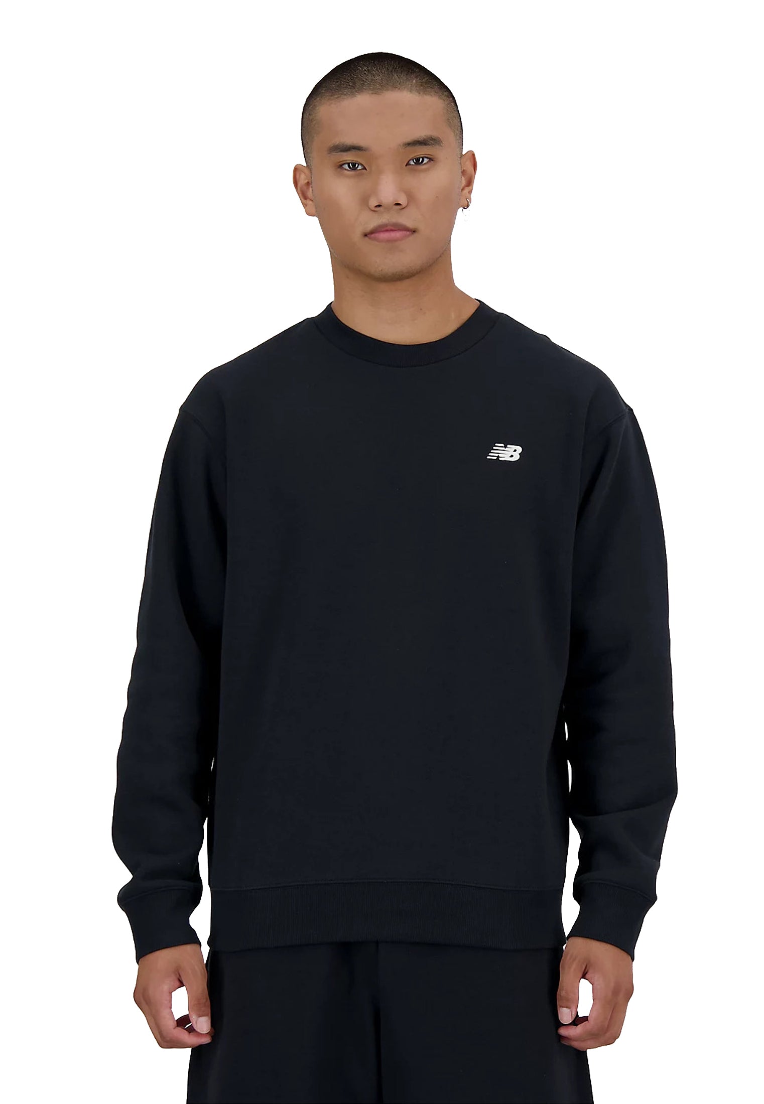 Felpa girocollo nera  felpata Sport Essentials Fleece Crew New Balance A26 MT41510BK // NEW BALANCE 