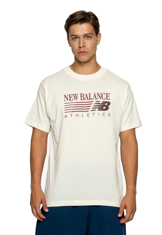 T-shirt girocollo cotone beige Reimagined Graphic New Balance A26 MT62U0E0AGA // NEW BALANCE 