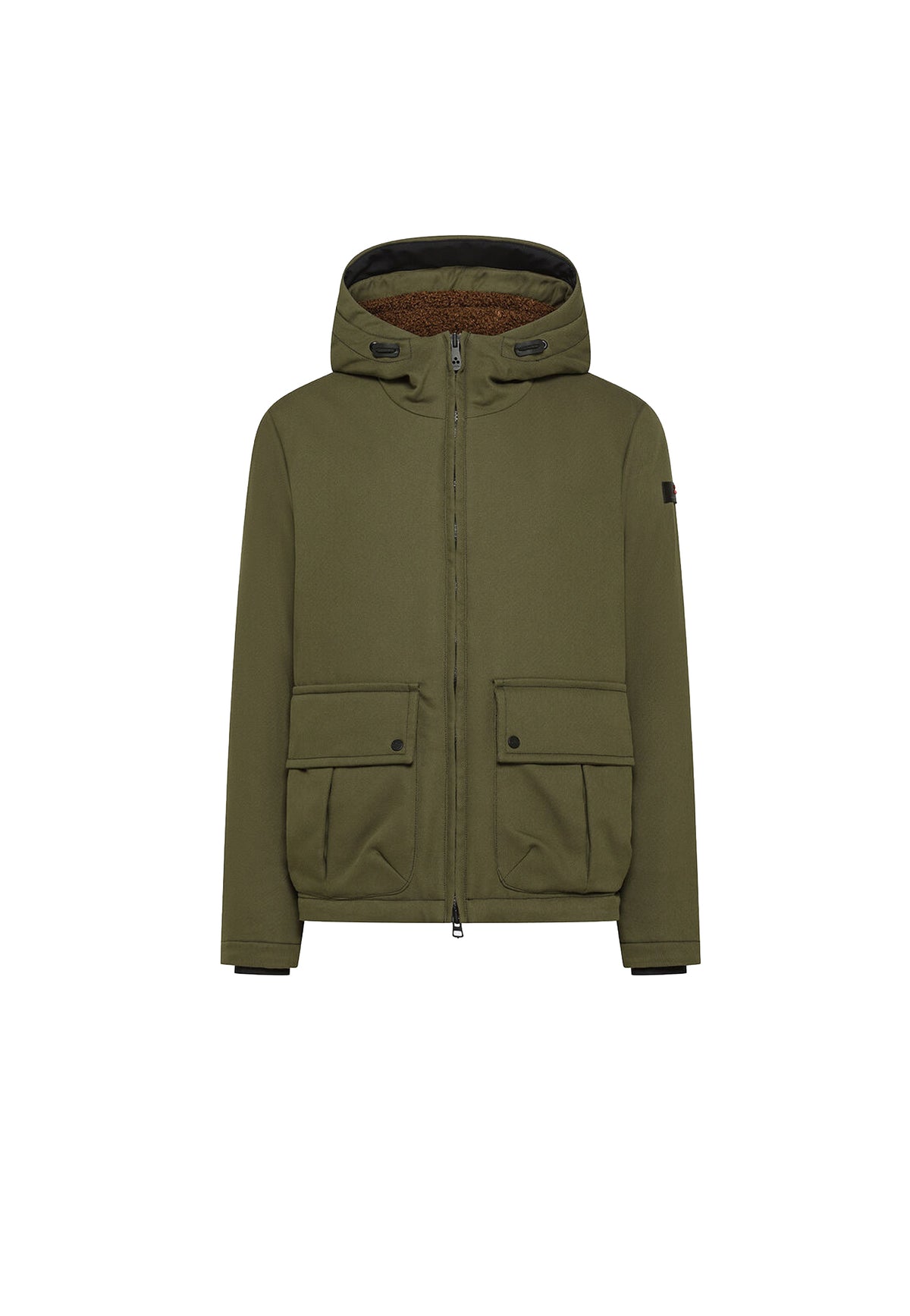 Giacca corta con cappuccio verde DOUGAL KI 01 ECOFUR Peuterey A26 PEU5972 01112048 689689 PEUTEREY 