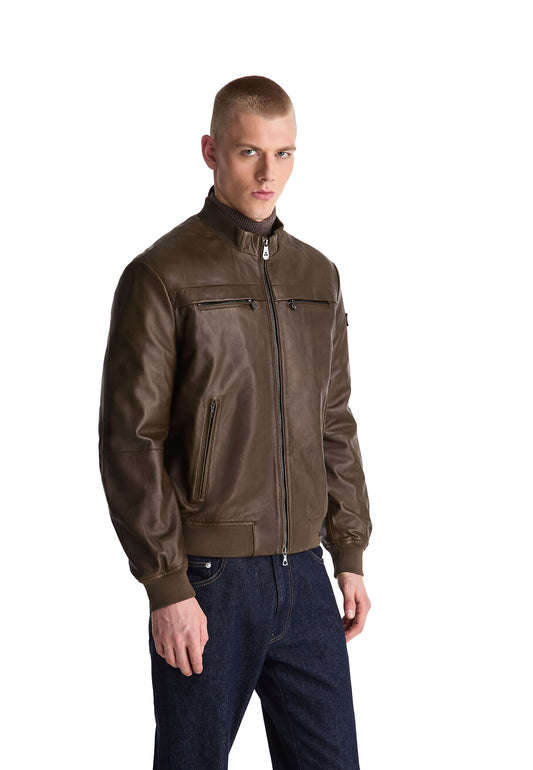 Giacca pelle biker marrone Sand Peuterey A26 PEU6047 99012483 194194 PEUTEREY 