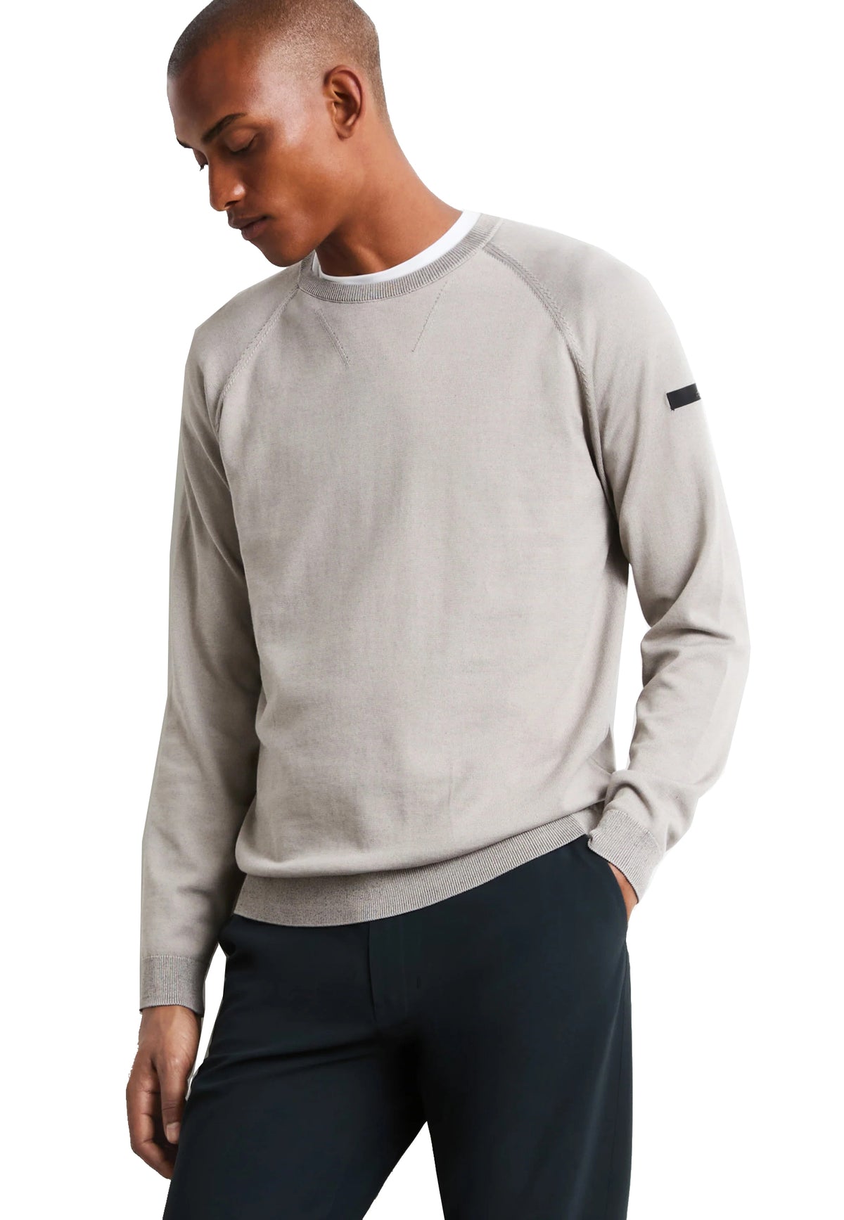 Maglia girocollo bianca regular fit New Amos misto cotone RRD A26 W26120 8585 RRD 