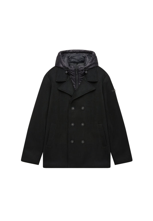 Giacca doppiopetto nero con cappuccio Gravity Unity A26 JA-GRAVITY-AW26 BKBK UNITY 