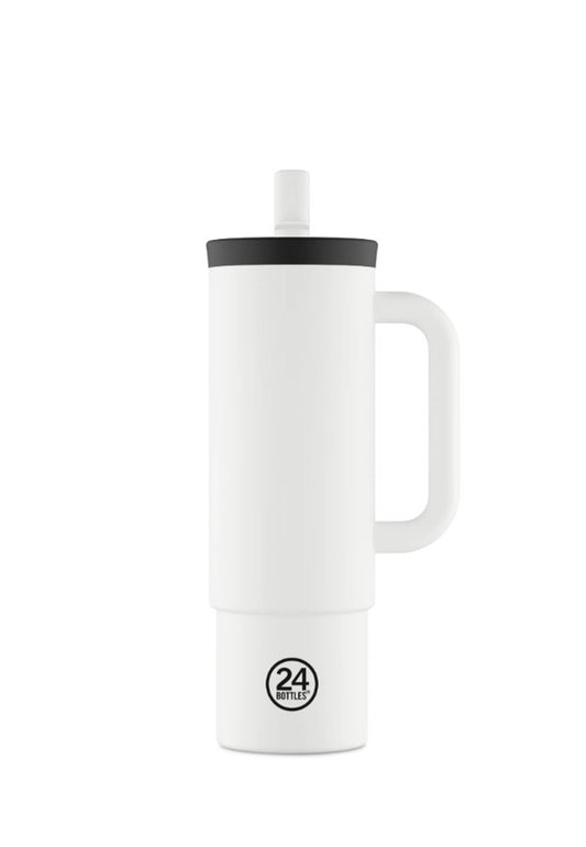Borraccia Straw Cup bianca con manico 800ml 24Bottles 2233- Ice White 800 ml 24BOTTLES 