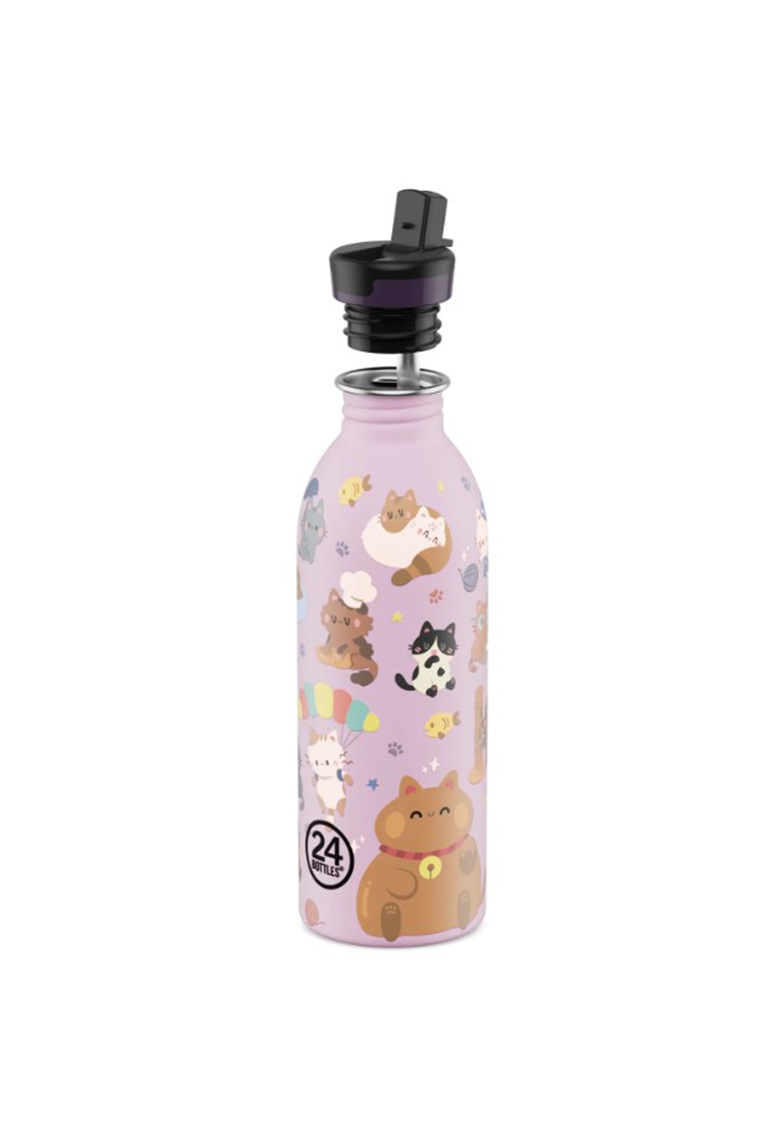 Borraccia per bambini rosa leggera Urban Bottle Meow Friends 500 ml 24Bottles 2377- MEOW 500 MLMEOW 24BOTTLES 