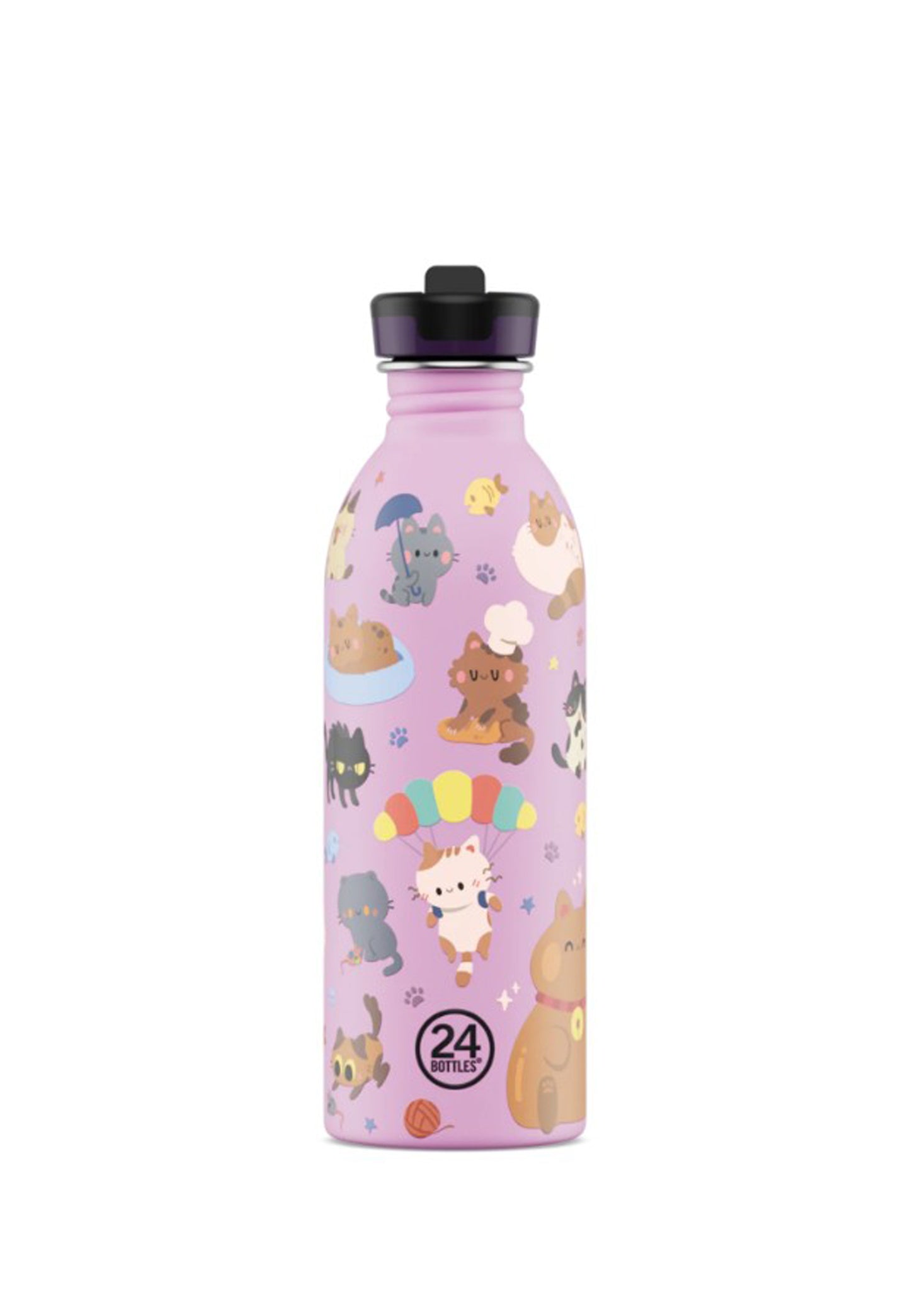 Borraccia per bambini rosa leggera Urban Bottle Meow Friends 500 ml 24Bottles 2377- MEOW 500 MLMEOW 24BOTTLES 