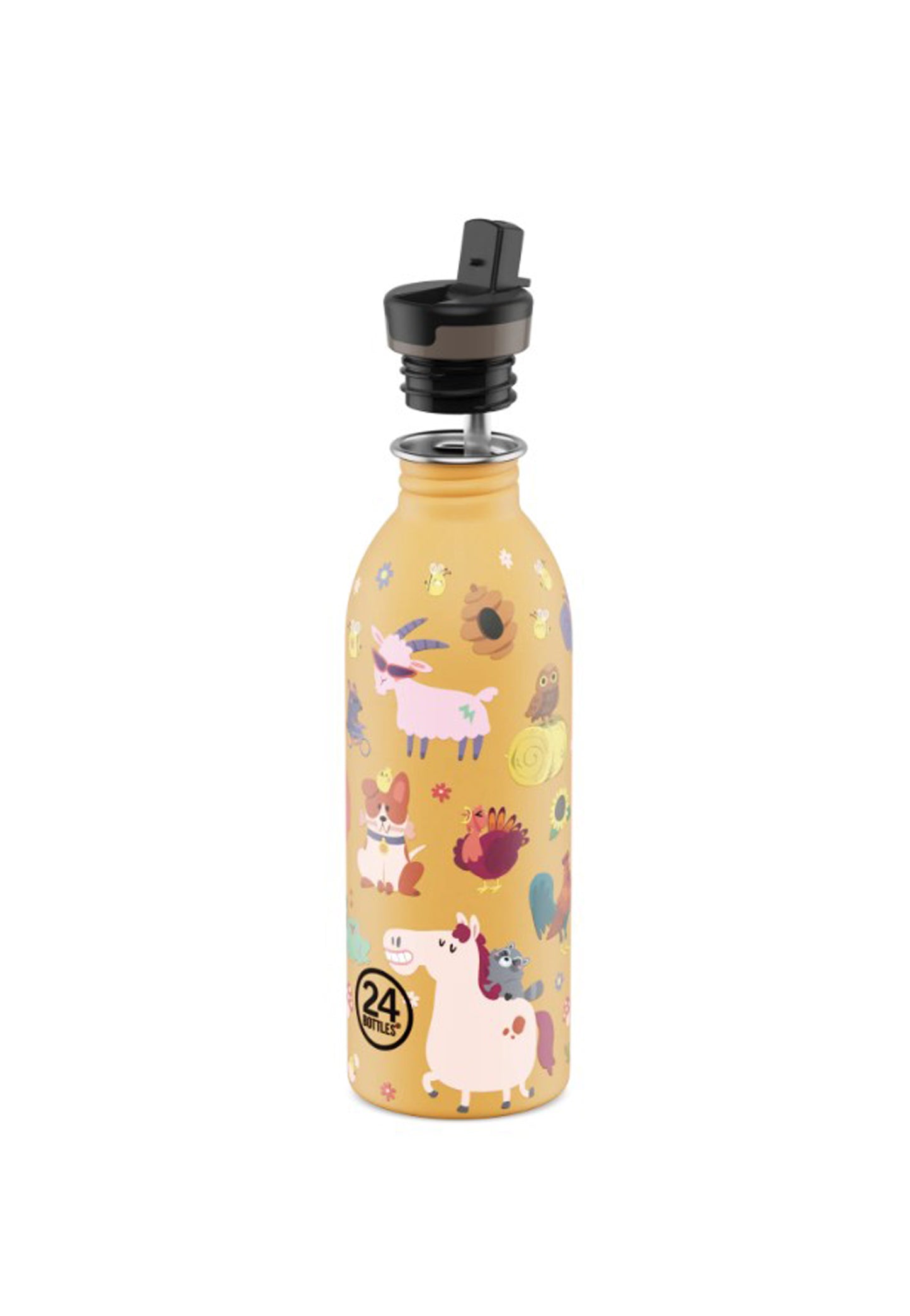 Borraccia per bambini arancione leggera Urban Bottle Farm Friends 500 ml 24Bottles 2386- FARM 500 MLFARM 24BOTTLES 
