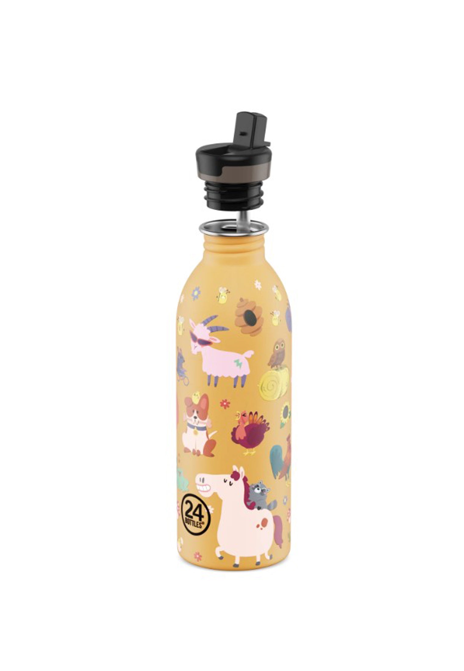 Borraccia per bambini arancione leggera Urban Bottle Farm Friends 500 ml 24Bottles 2386- FARM 500 MLFARM 24BOTTLES 