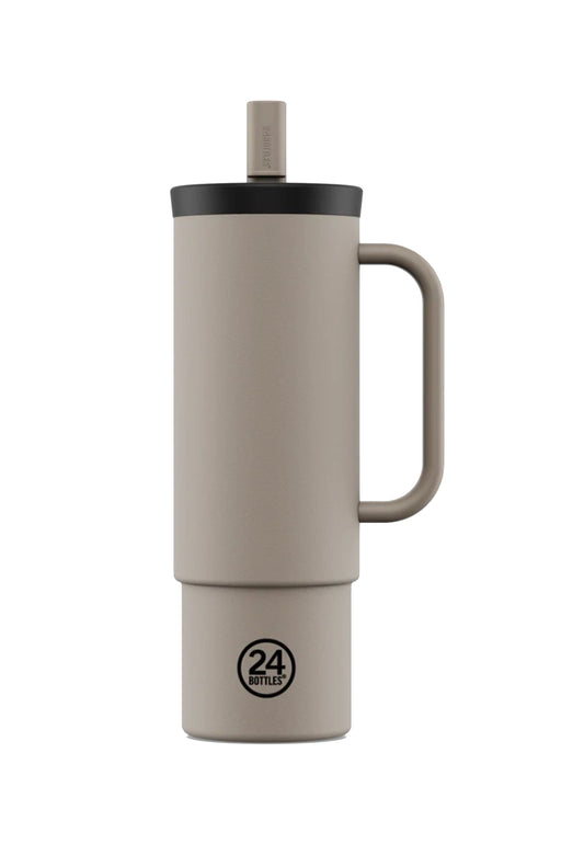 Bicchiere termico beige Line Straw cup 800ml 24Bottles 2442-STRAW CUP LINEN 800MLLINEN 24BOTTLES 