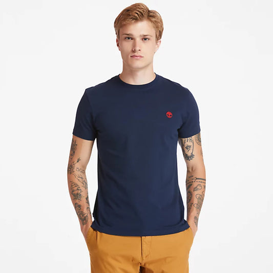 T-shirt girocollo cotone blu Slim-Fit Dunstan River Timberland P24