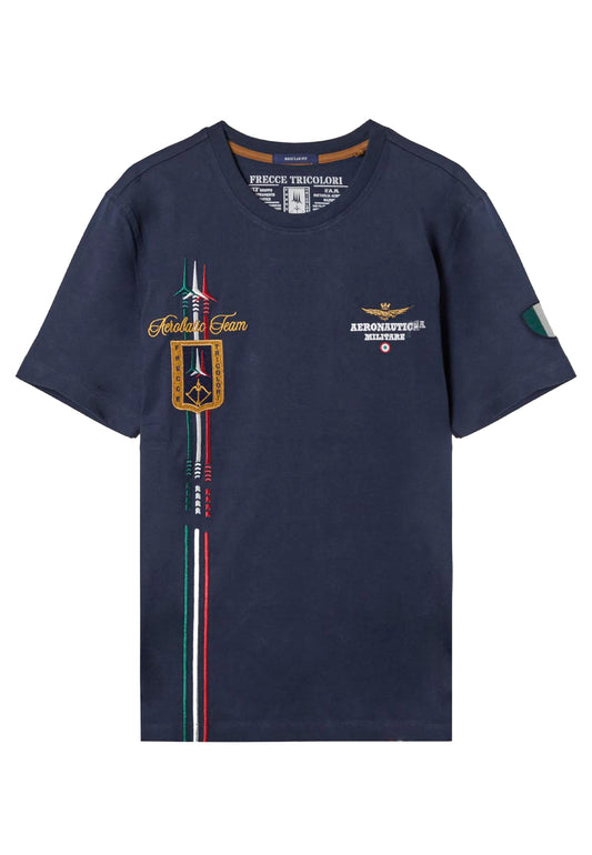 T-shirt cotone blu patch Frecce Tricolori Aeronautica Militare P24