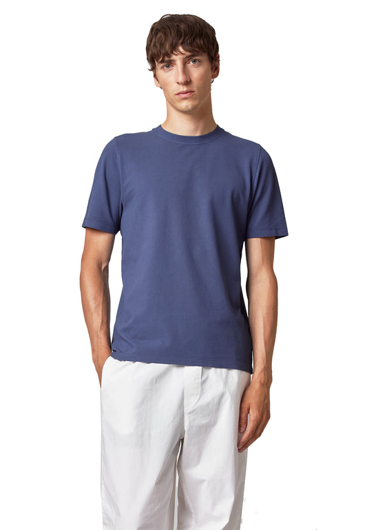 T-shirt girocollo cotone blu Alpha P24