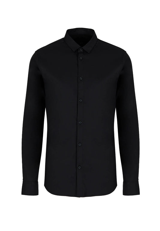 Camicia nera cotone satinato regular fit Armani Exchange P24