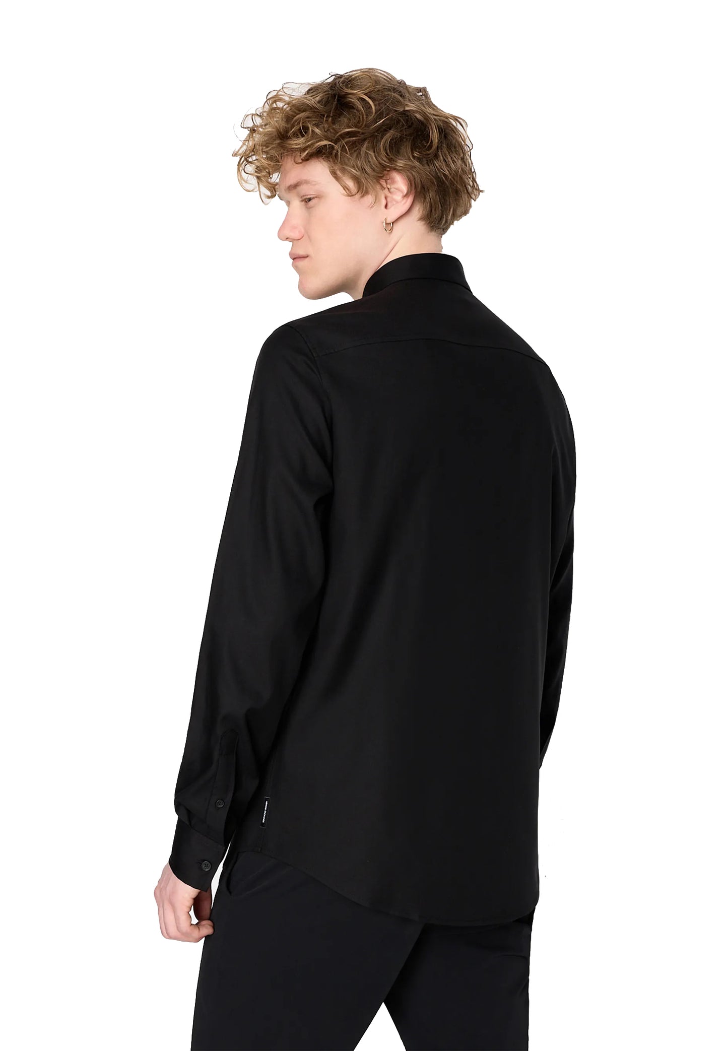 Camicia nera cotone satinato regular fit Armani Exchange P24