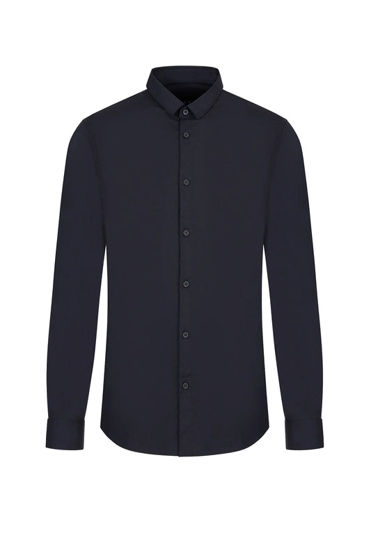 Camicia blu cotone satinato regular fit Armani Exchange P24