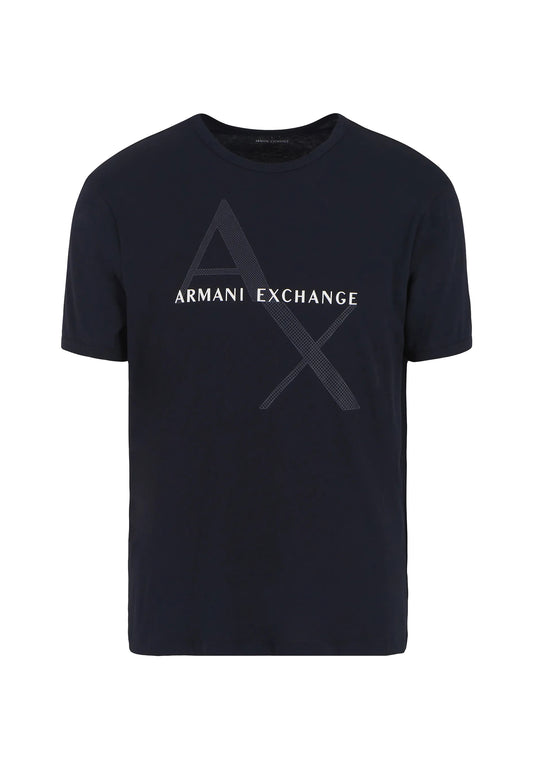 T-shirt blu girocollo logo grande Armani Exchange P24