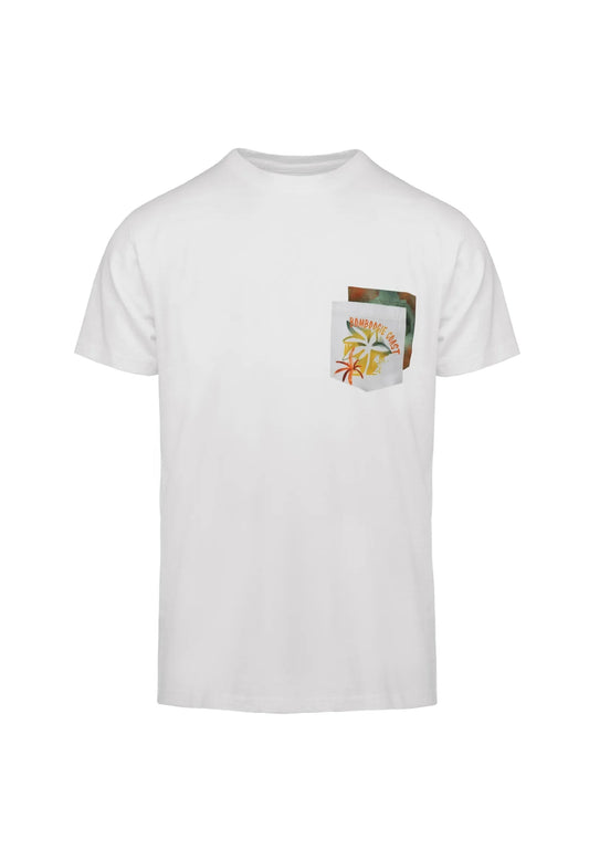 T-shirt girocollo cotone bianca con taschino Bomboogie P24