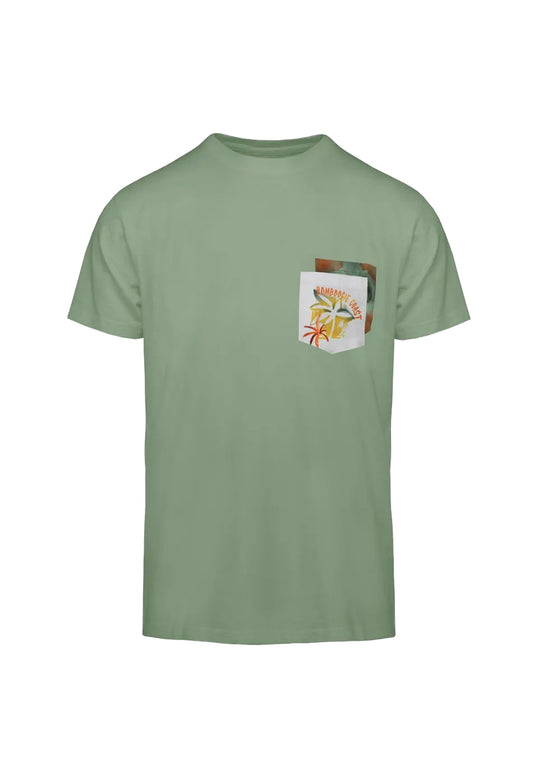 T-shirt girocollo cotone verde con taschino Bomboogie P24