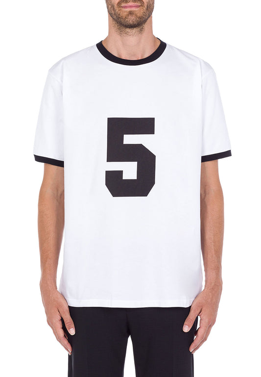 T-shirt bianca girocollo profili neri cotone Department Five P24