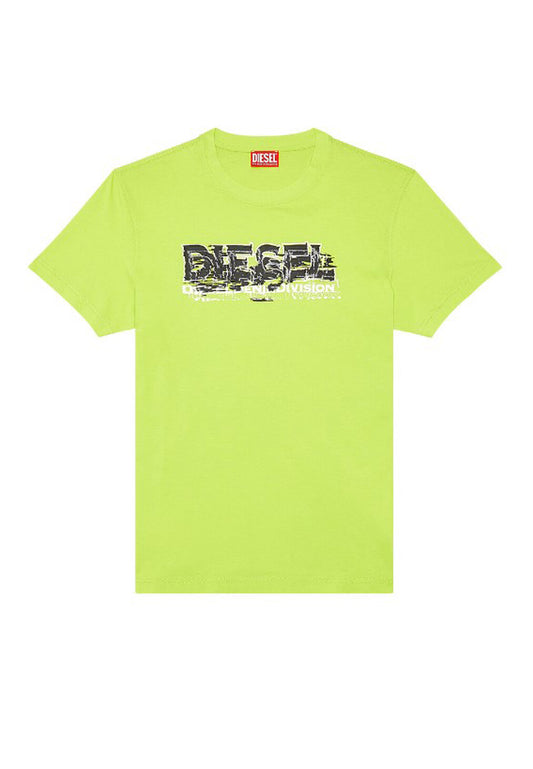 T-shirt girocollo cotone organico verde fluo T-Diegor-K70 Diesel P24