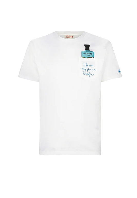 T-shirt girocollo bianca cotone Portofino Gin MC2 Saint Barth P24