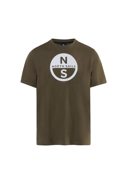 T-shirt cotone girocollo verde oliva maxi logo North Sails P24