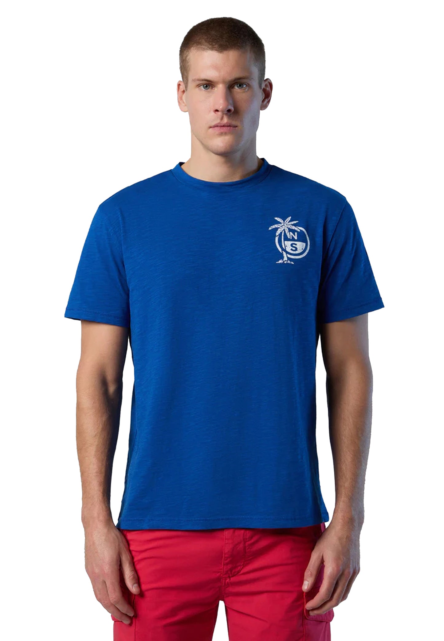 T-shirt blu girocollo cotone stampa palme North Sails P24