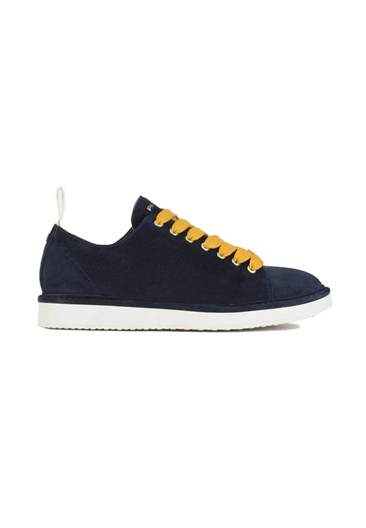 Scarpe pelle blu lacci giallo P01 Panchic P24 P01M011-00552121P01 PANCHIC