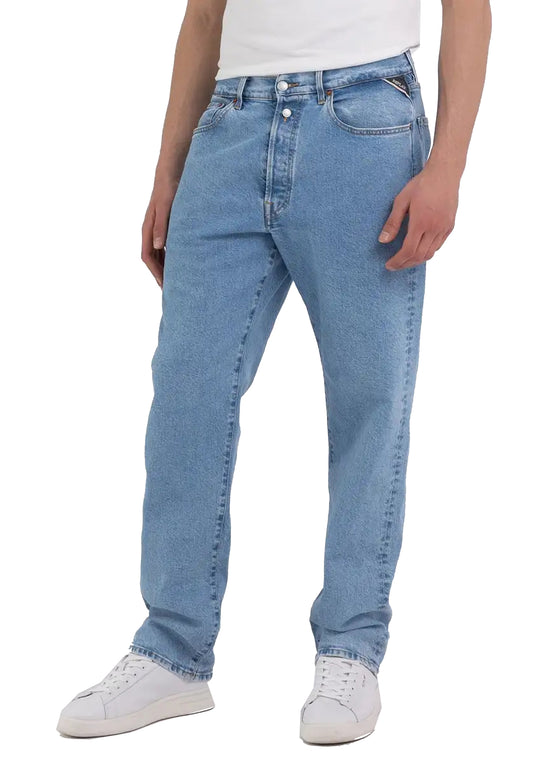 Pantaloni Jeans Straigh Fit chiari vita alta Replay P24