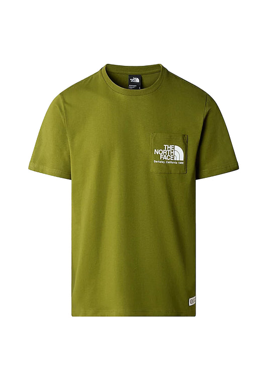 T-shirt cotone girocollo oliva con tasca Berkeley California The North Face P24