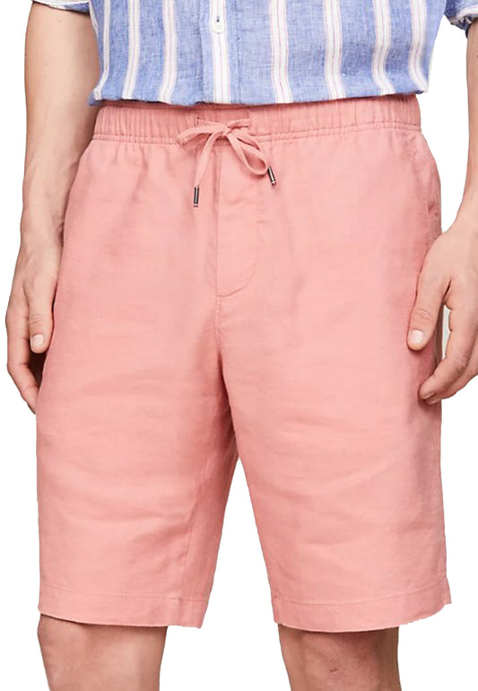 Pantaloni corti bermuda chino rosa misto lino Skinny Fit Tommy Hilfigher P24