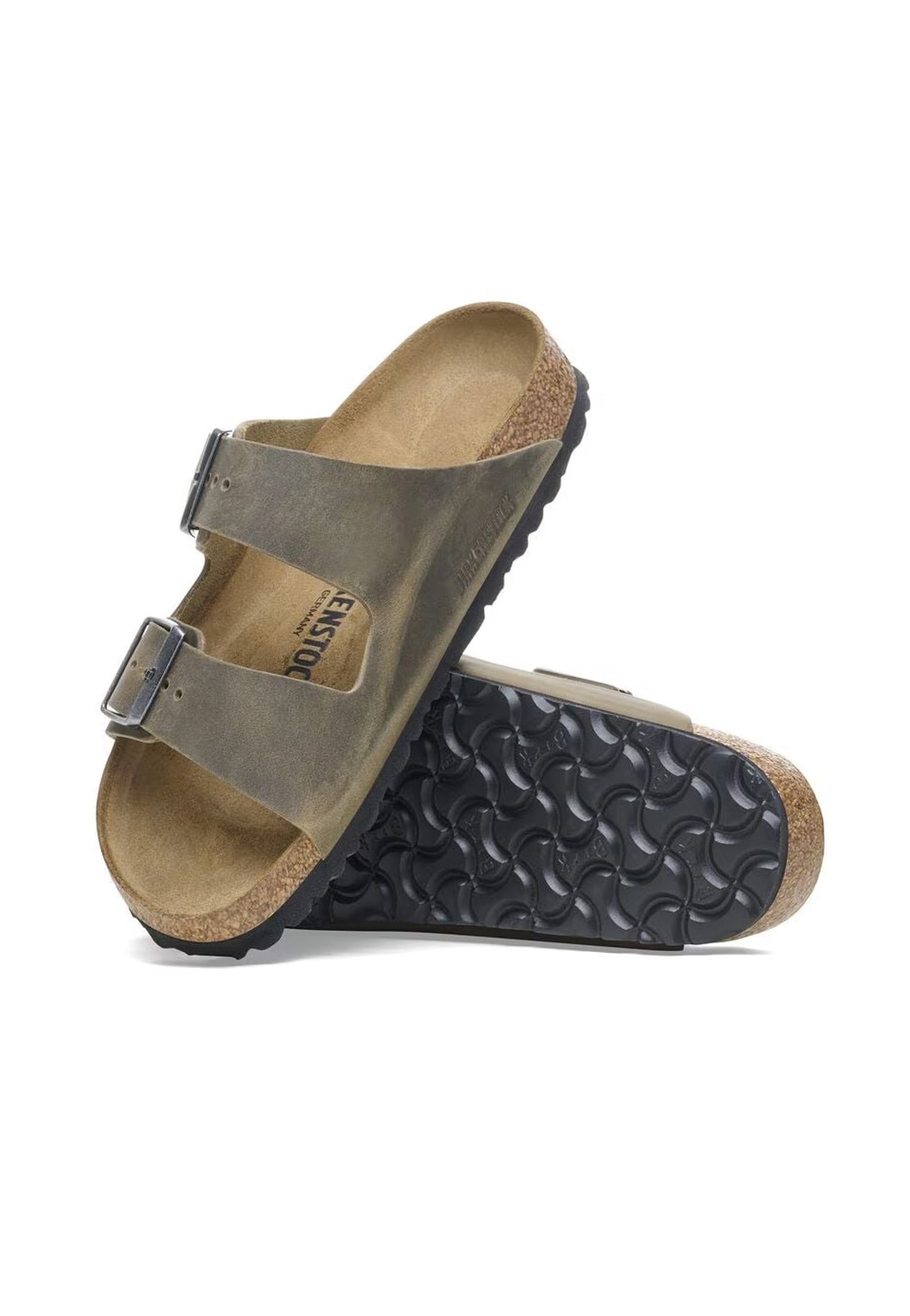 Sandalo ciabatte verde kaki pelle Arizona Birkenstock P25 1027039 faded khaki BIRKENSTOCK 
