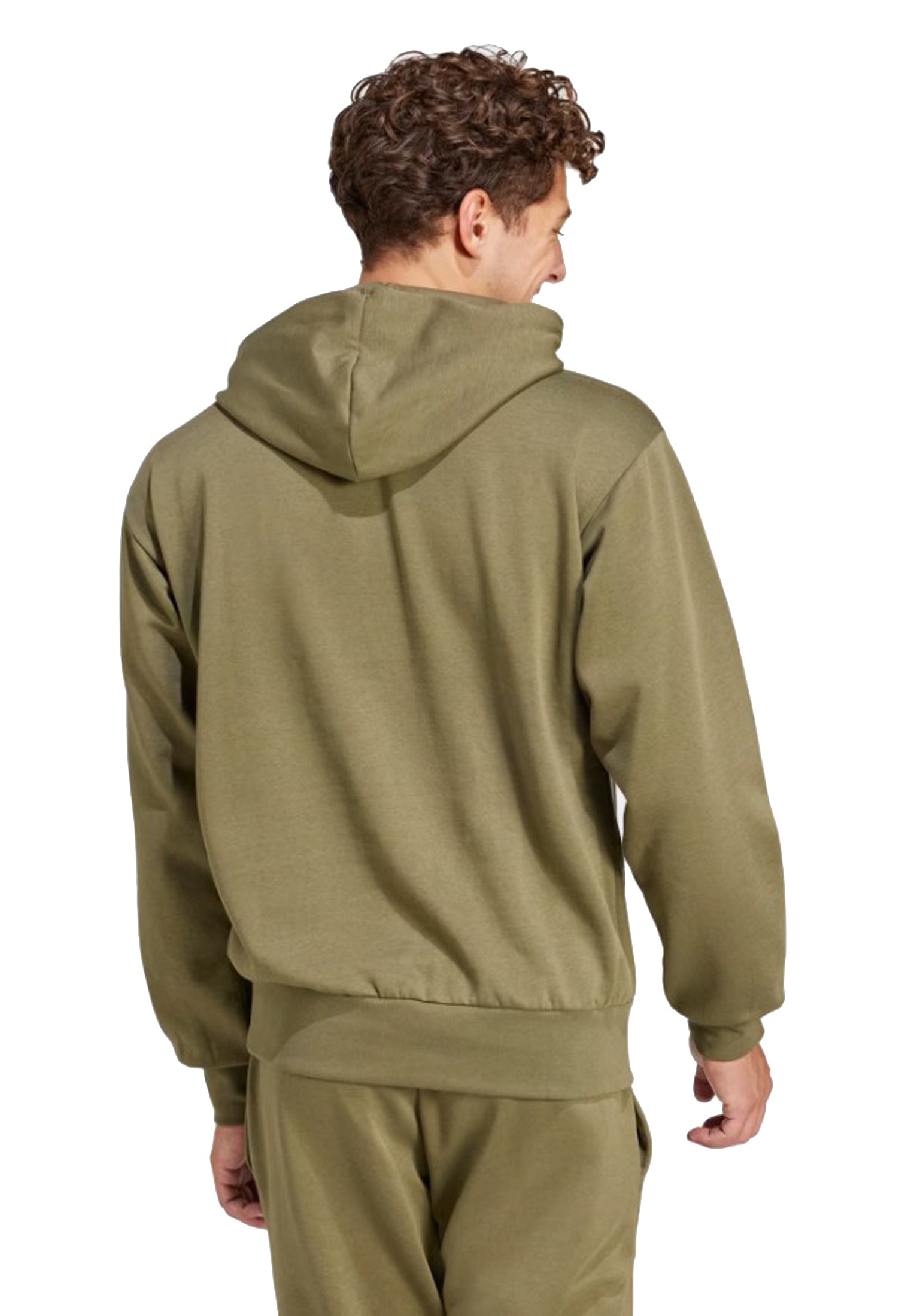 Felpa con cappuccio verde oliva Essentials Feelcozy Adidas P26 JE3799 OLISTR/BLACK ADIDAS 