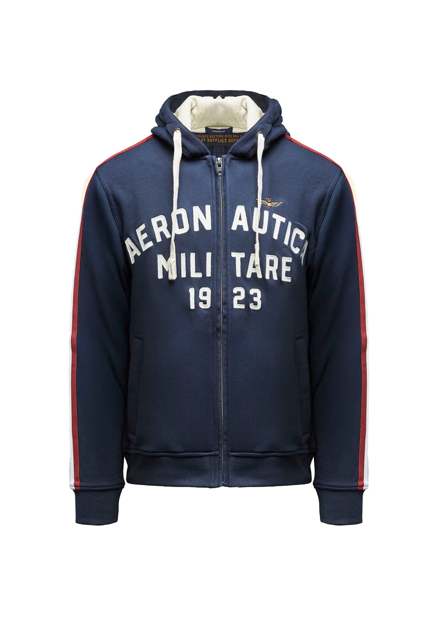 Felpa con cappuccio blu full zip logo tricolore Aeronautica Militare P26 261FE2070UF00677 0818408184 AERONAUTICA MILITARE 