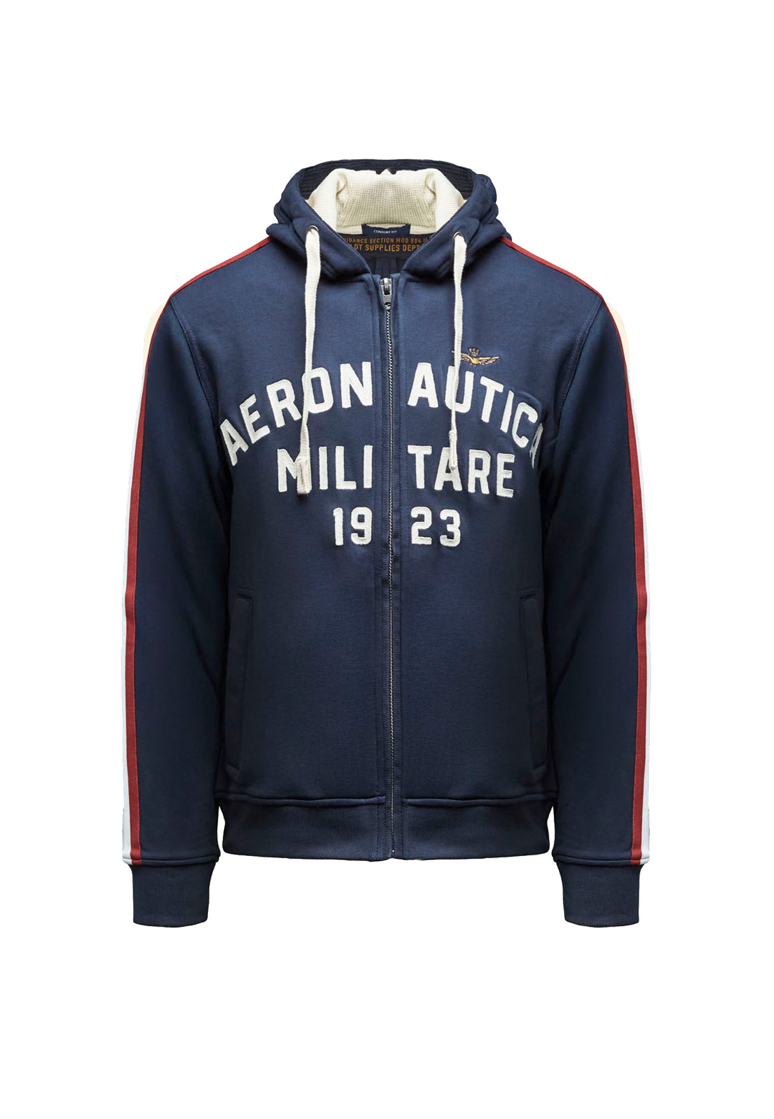 Felpa con cappuccio blu full zip logo tricolore Aeronautica Militare P26 261FE2070UF00677 0818408184 AERONAUTICA MILITARE 