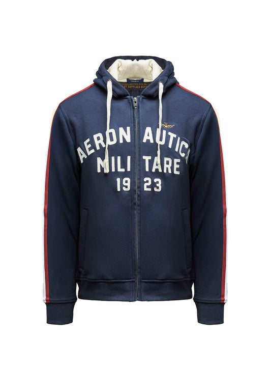 Felpa con cappuccio blu full zip logo tricolore Aeronautica Militare P26 261FE2070UF00677 0818408184 AERONAUTICA MILITARE 