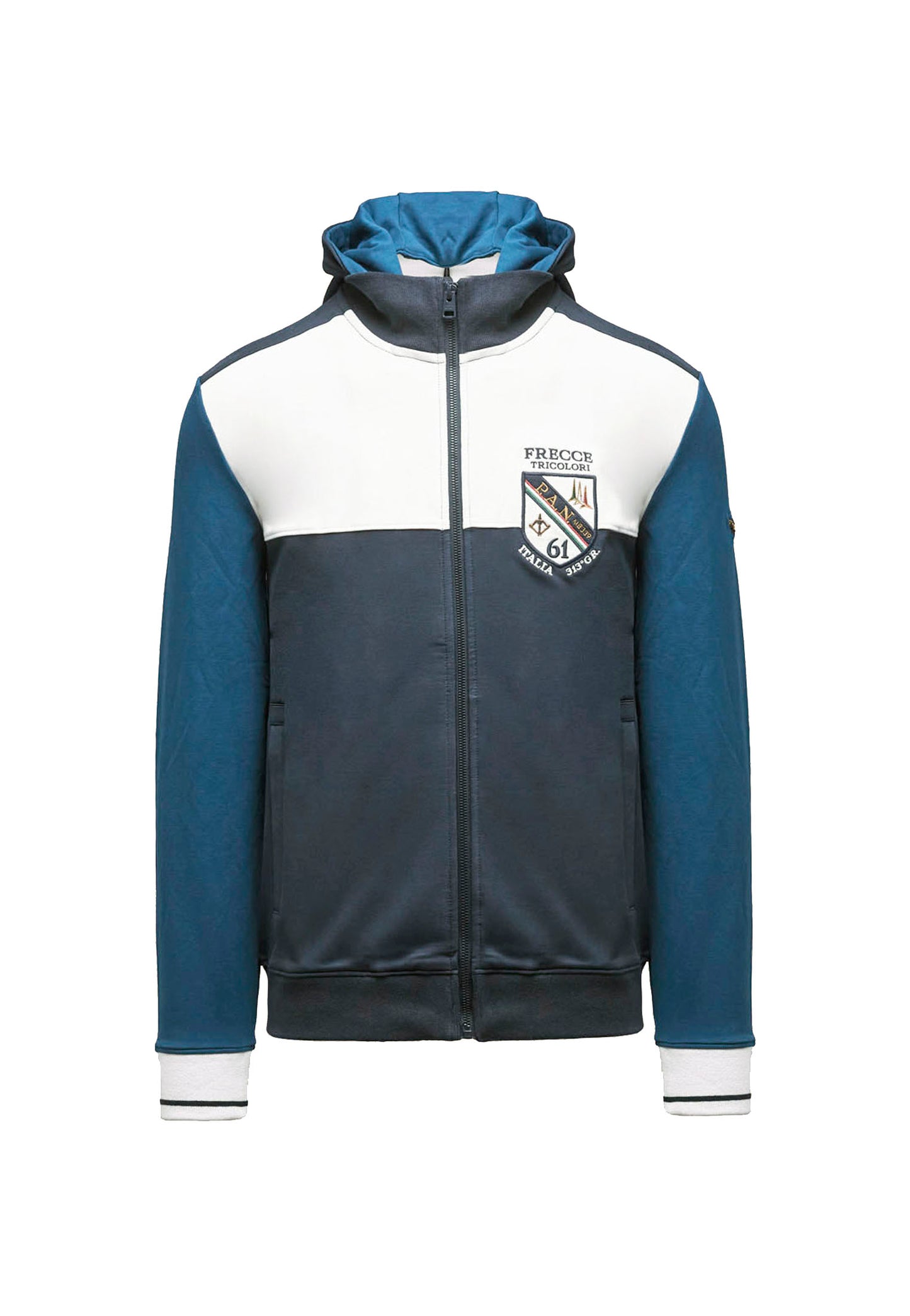 Felpa con cappuccio removibile blu Frecce Tricolori Aeronautica Militare P26 261FE2096UF00674 9472094720 AERONAUTICA MILITARE 